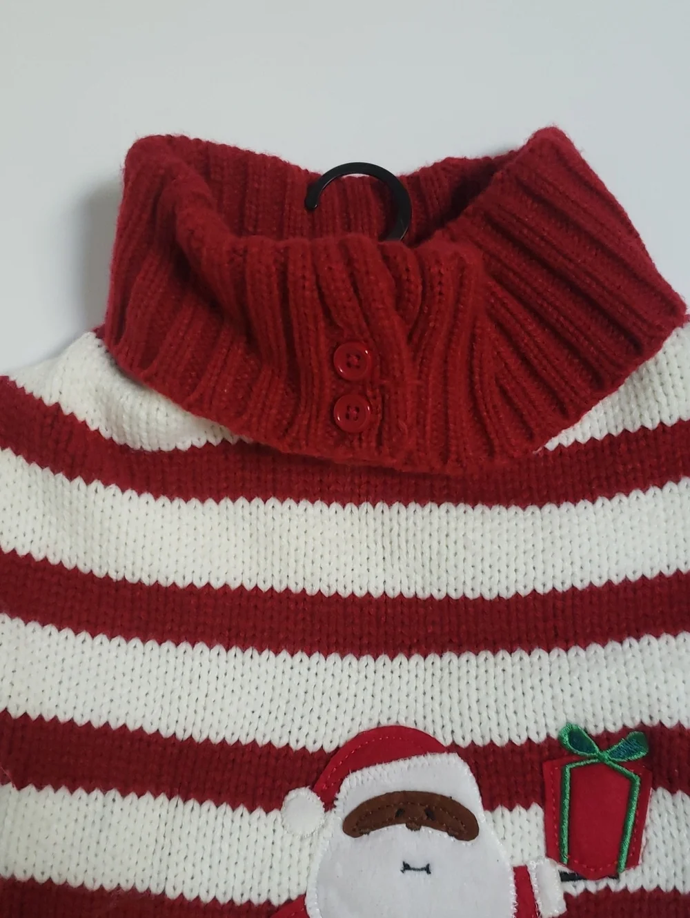 Barkley & Finn Red & White Striped Black Santa Holiday Dog Sweater, Large